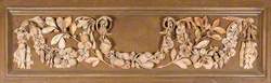 Carved Limewood Panel with Swags of Shells, Flowers, Fruit, Foliage and Bunches of Fish