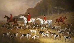 Sir Jacob Astley (1797–1859), 6th Bt, 16th Baron Hastings, on a Grey Hunter, with Huntsmen and Hounds at Melton Constable