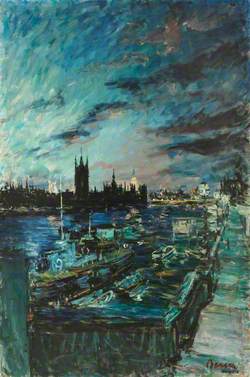 Dusk on the Thames at Westminster