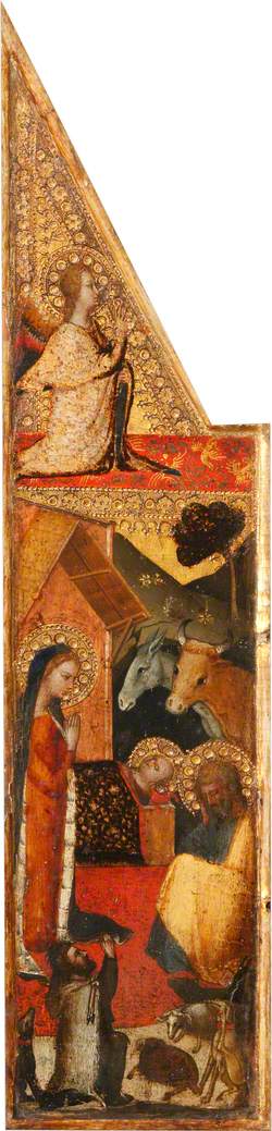 The Nativity (below); the Archangel Gabriel (above)