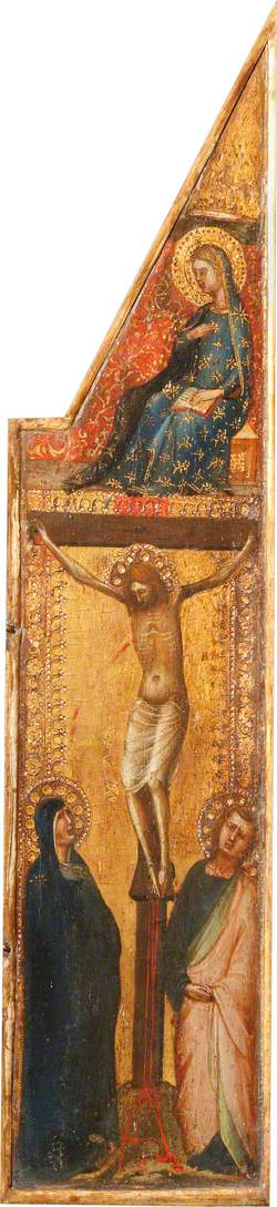 Christ on the Cross between the Virgin Mary and Saint John the Evangelist (below); the Virgin Annunciate (above)