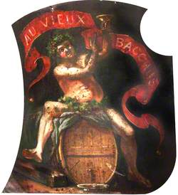 Inn Sign, with Bacchus on a Barrel