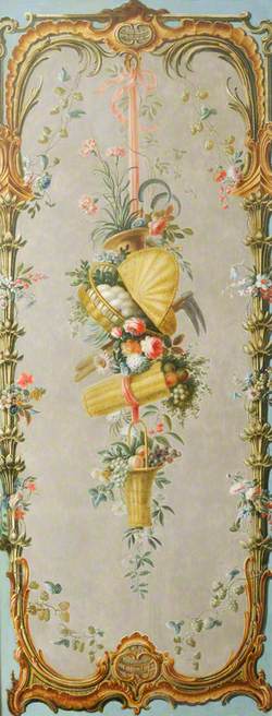 Decorative Wall Panel with Baskets of Fruit and Eggs