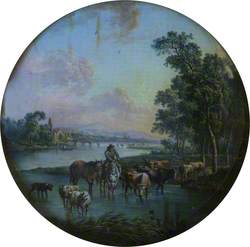 Landscape with Peasant and Animals Watering