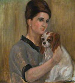 Monica with a Blenheim Cavalier King Charles Spaniel