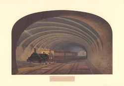 Chromolithograph 'Metropolitan Railway. Bellmouth, Praed Street.', Kell Brothers, c 1863