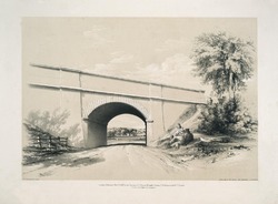 Lithograph 'Oblique Bridge, Boxmoor, Herts.', by J C Bourne, 1838