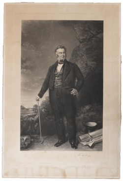 Engraving of 'Portrait of William MacKenzie, Railway Contractor', by Thomas Henry Illidge, c 1846