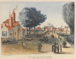 A view from Monkgate bridge over the Foss looking towards town, the Minster