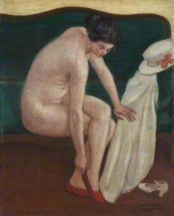 Nude with Red Shoes