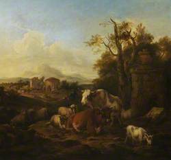 Cattle Resting by Ruins in an Italianate Landscape