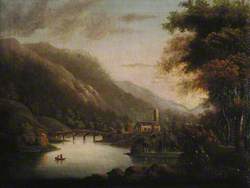 River Scene with a Chapel by Five Arched Bridges