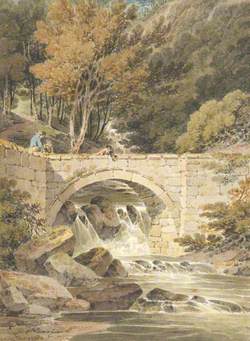A Wooded River Landscape with a Bridge, Lynmouth, North Devon