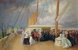 Queen Victoria Investing the Sultan Abdulaziz of Turkey with the Order of the Garter on Board the Royal Yacht , 17 July 1867