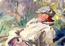 A Reclining Man in a Cap ('Forgotten then were the disconsolate, the rainy days')