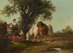 Two Women, Child and Pony