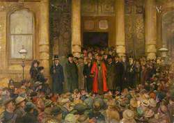 Mayor and Councillors at the Town Hall at the Declaration of Peace, 1918
