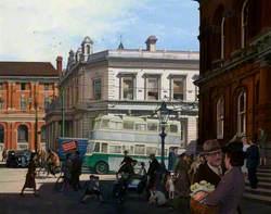 Trolleybus 46 at the Cornhill, Ipswich, in 1935