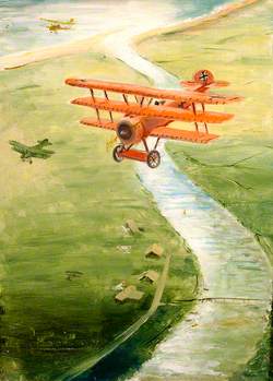 German Triplane over Orford Ness, Suffolk