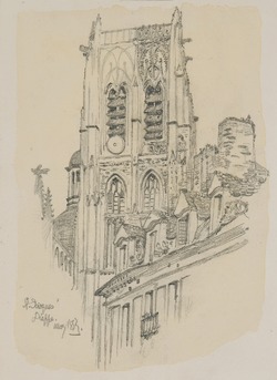 Depictions of the Church of St Jacques, North side, and the Tower of St Jacques, South West side, Dieppe, France