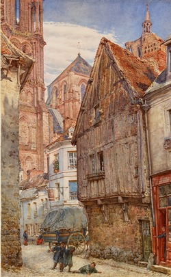 Central Tower at Sunset from Rue Sérurier, Laon Cathedral, France