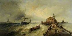Paddle Steamer Departing in a Rough Sea, Ostend Pier, Belgium