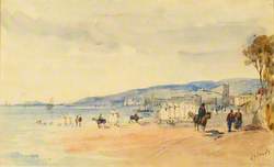 Weston Sands in 1840 with Donkeys and Bathing Machines