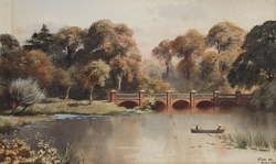 Ornamental Bridge, Lake, Park and Boat