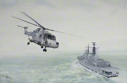 Lynx HAS3 Helicopter over HMS 'Manchester' D95