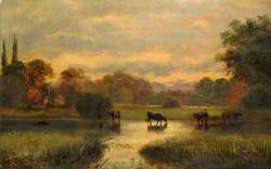 Cows and a Boy in a Landscape