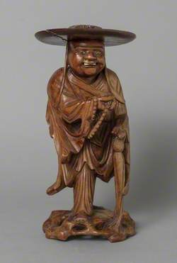 Okimono of Travelling Buddhist Priest with Prayer Beads
