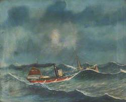 Steam Vessel in Stormy Sea