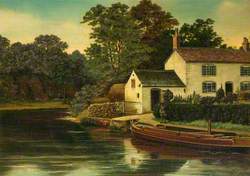 Canal Scene, House and Narrowboat
