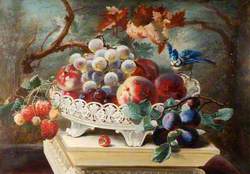 Still Life of Fruit with Blue Tit
