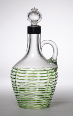 Decanter and Stopper with Green Trailed Glass