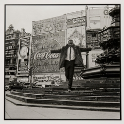 Mike Eghan at Picadilly Circus, London