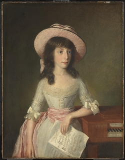 A Girl Leaning against a Piano