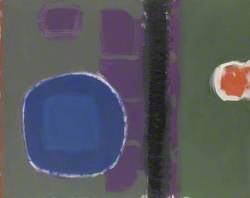 Green and Purple Painting with Blue Disc: May 1960