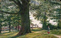 A Girl by a Beech Tree in a Landscape