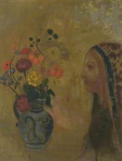 Profile of a Woman with a Vase of Flowers (Profile de femme avec vase de fleurs)