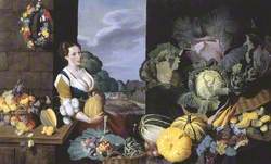 Cookmaid with Still Life of Vegetables and Fruit