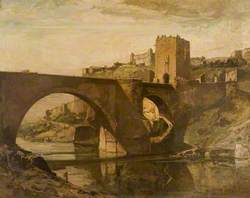 SPAIN Toledo bridge of Alcantara 1906 old antique vintage print picture