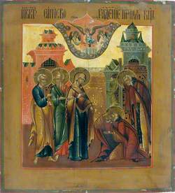 Saints Sergius and Nechon Kneeling before the Virgin, with Saints Peter and Paul