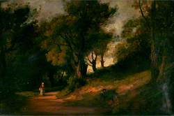 English Landscape with a Figure of an Old Woman