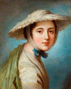 Head of a Girl Wearing a White Hat
