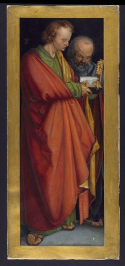 Copy of the painting St John and St Peter by  Albrecht Durer in the Pinakotek, Munich