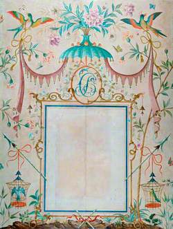 Wallpaper in the Chinoiserie Style, with a Picture Frame as its Central Motif, Painted to House Picasso's 'L'enfant au pigeon'