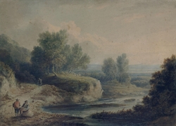 River scene with figures.