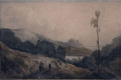 Coast scene in Merionethshire, with Harlech Castle