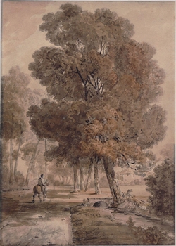 Landscape with horsemen